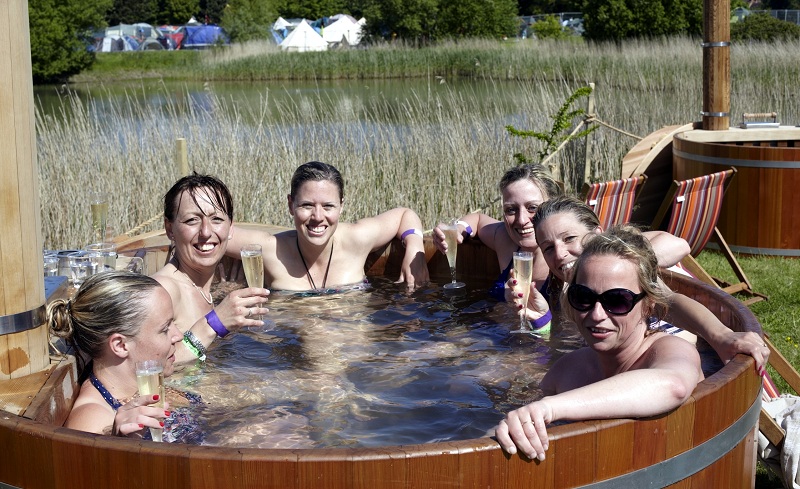 wooden hot tubs at festivals 