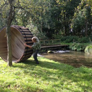 Wood-fired hot tub installation, Hampshire, October 2014