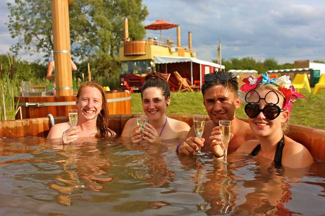 Wooden hot tub at festivals